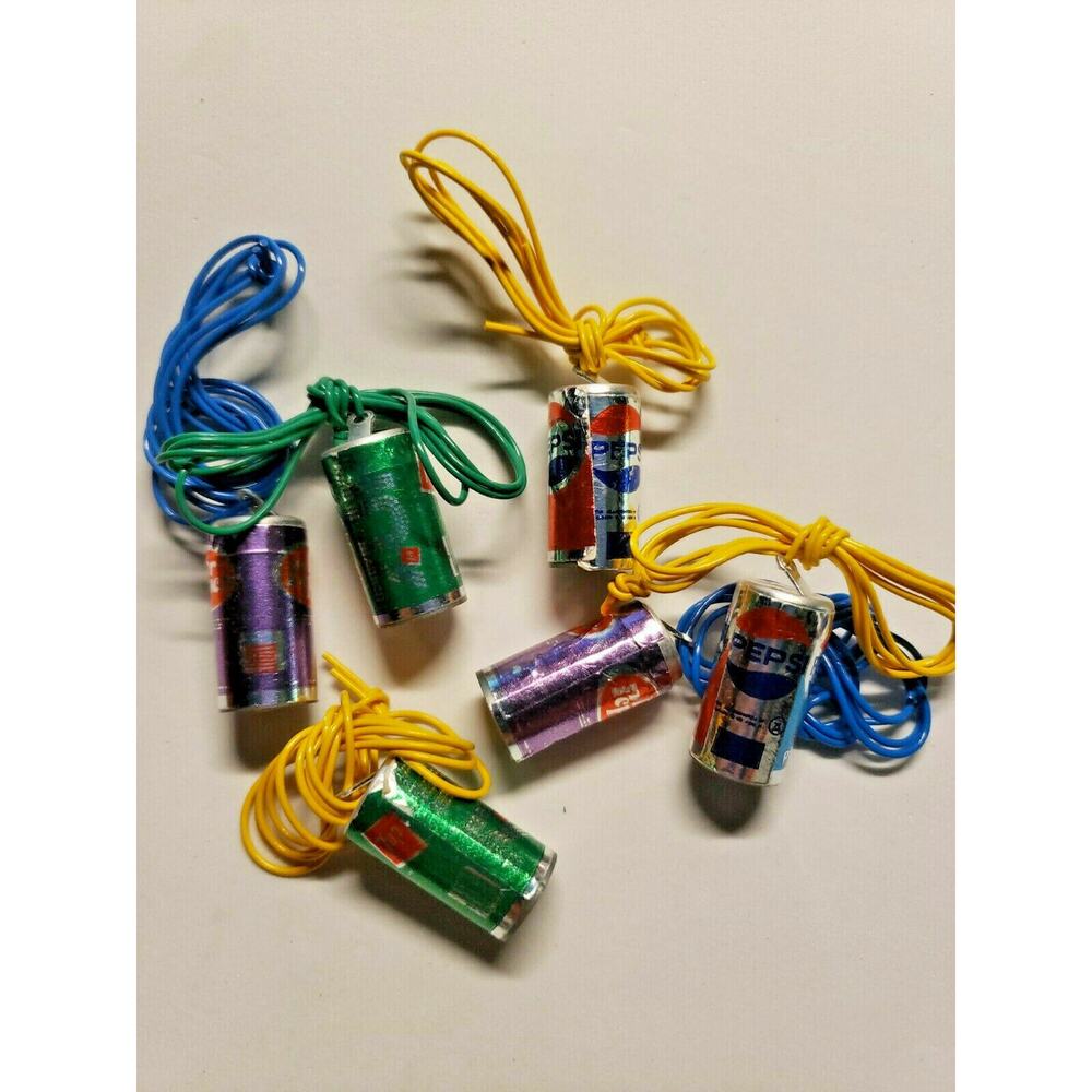 Vintage 6 Pepsi 7Up Dr Pepper Soda Can Charm Vending Toys New Old Stock SKU 58